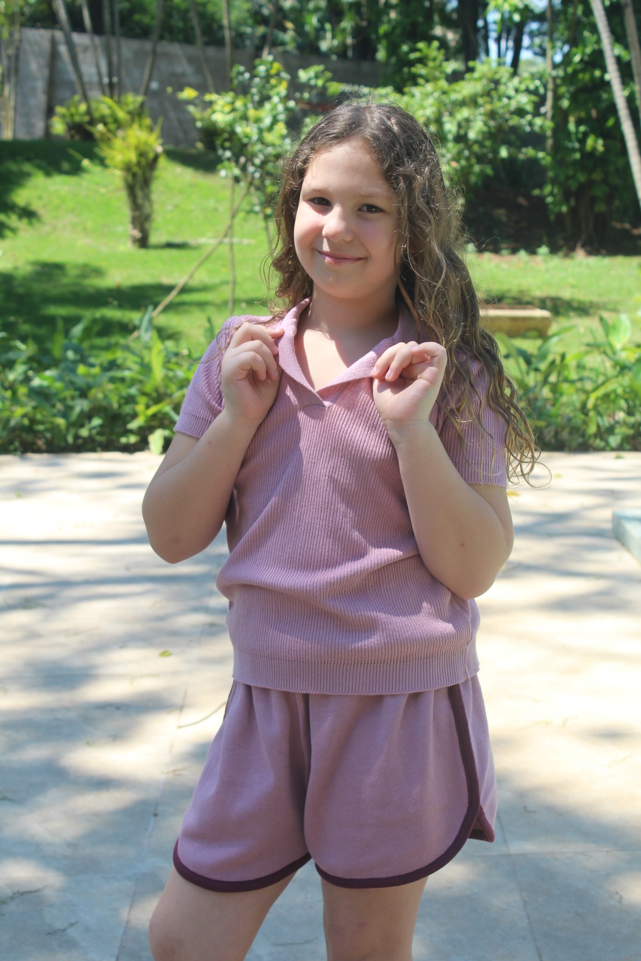 Polo e shorts infantis rosa da coleção MARINA